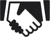 Black and white handshake icon